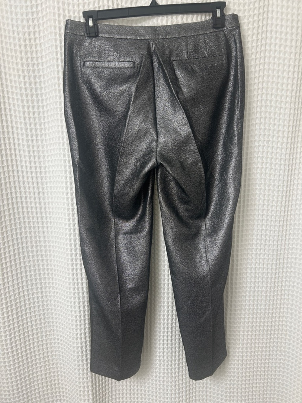 St. John Emma Metallic Silver Pants Size 12 Side Zipper - Picture 3 of 6